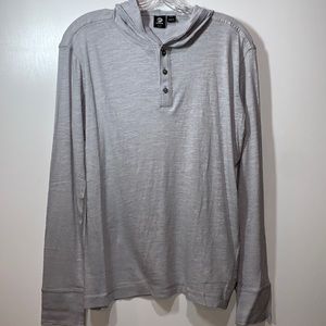 Adidas SLVR Light Gray Long Sleeve Hooded Henley M